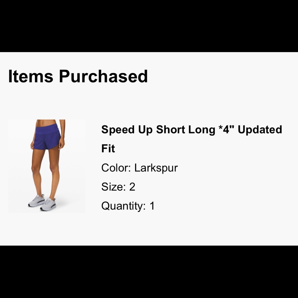 LuLulemon speed up short 4in size 2